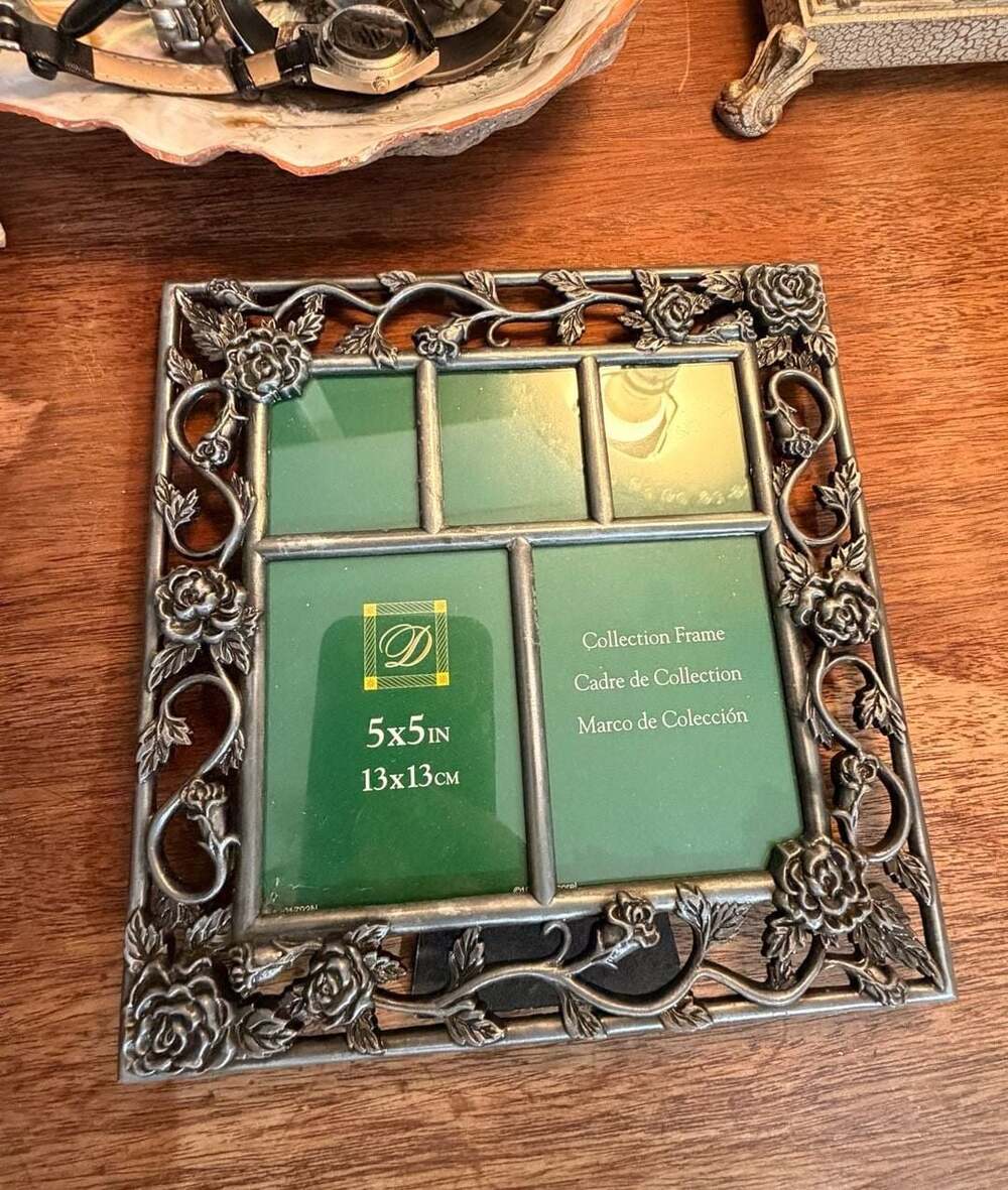 Fetco Home Decor Rose Vine Metal Multi-Opening Floral Picture Frame 5x5